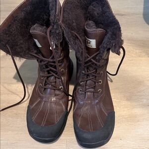UGG MENS Dark Brown Leather Winter Boots